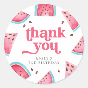 Two Sweet Watermelon 2nd Birthday Thank You Classic Round Sticker