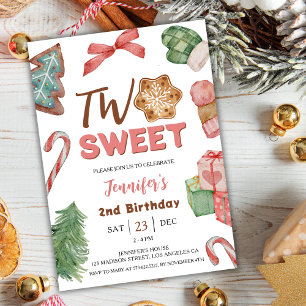 Two Sweet! Winter Christmas 2nd Birthday Invitation