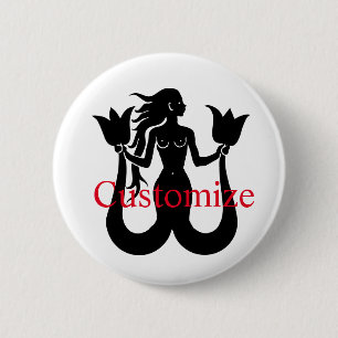 Two-Tail Mermaid Silhouette Thunder_Cove 6 Cm Round Badge