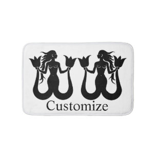 Two-Tail Mermaid Silhouette Thunder_Cove Bath Mat