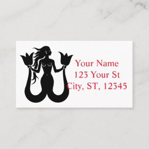  Two Tail Mermaid Silhouette Thunder_Cove Business Card