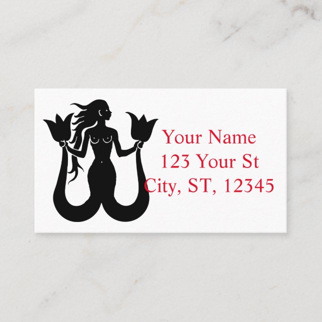  Two Tail Mermaid Silhouette Thunder_Cove Business Card (Front)