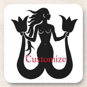 Two Tail Mermaid Silhouette Thunder_Cove Coaster