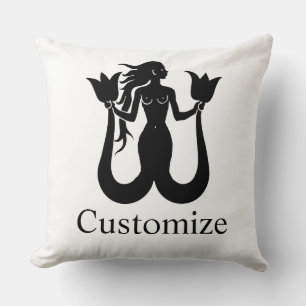 Two-Tail Mermaid Silhouette Thunder_Cove Cushion