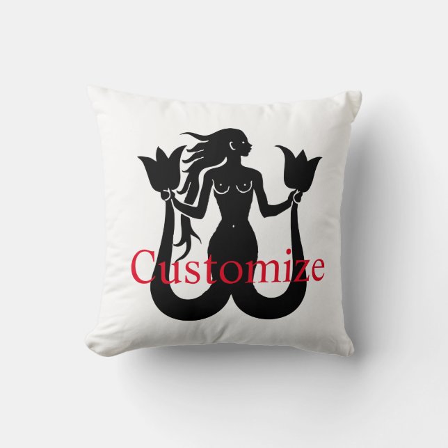  Two-Tail Mermaid Silhouette Thunder_Cove Cushion (Front)