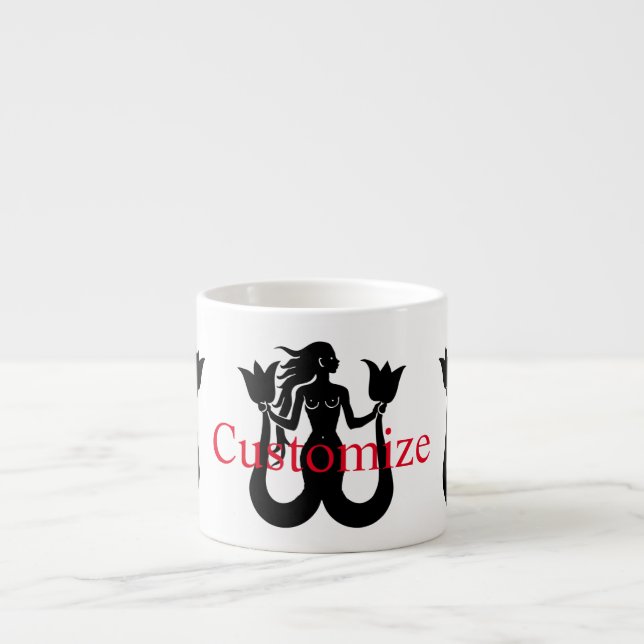  Two-Tail Mermaid Silhouette Thunder_Cove   Espresso Cup (Front)