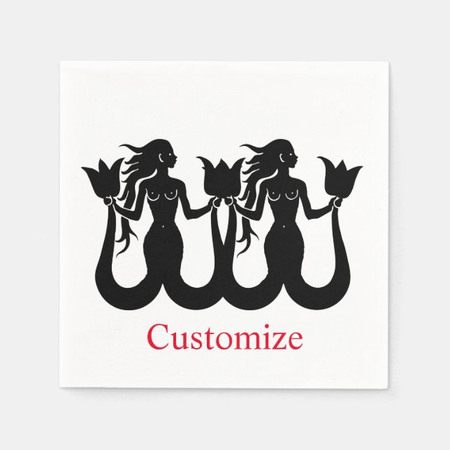  Two Tail Mermaid Silhouette Thunder_Cove  Napkin (Front)