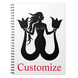  Two-Tail Mermaid Silhouette Thunder_Cove  Notebook