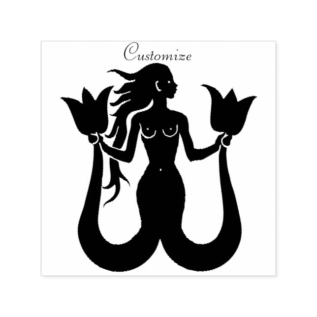 Two-Tail Mermaid Silhouette Thunder_Cove  Self-inking Stamp (Design)
