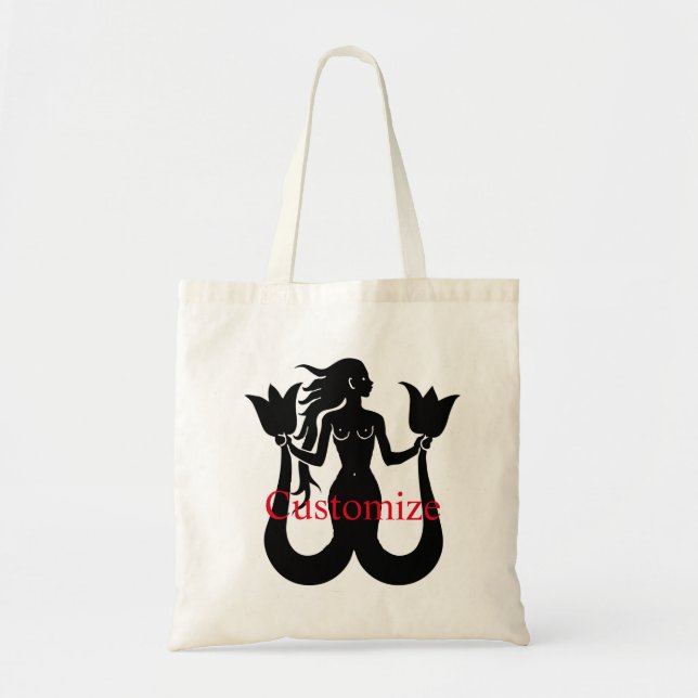  Two Tail Mermaid Silhouette Thunder_Cove Tote Bag (Front)