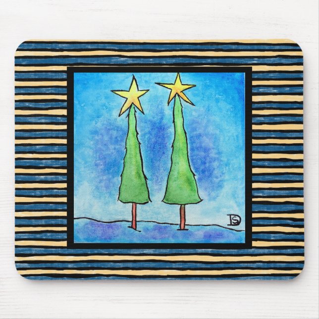 Two Tall Christmas Trees Mouse Pad (Front)