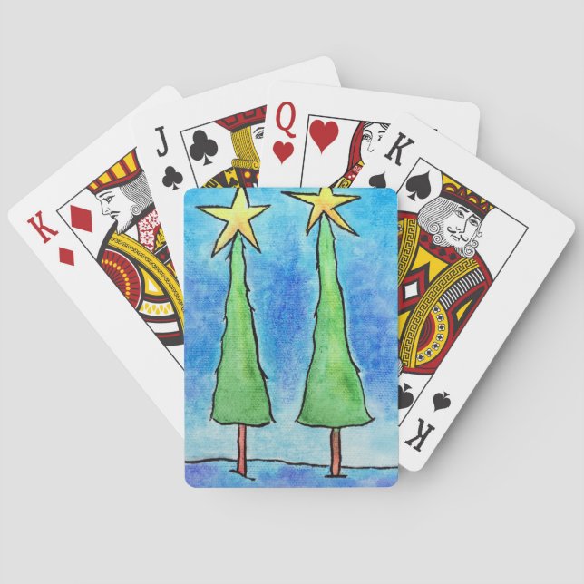 Two Tall Christmas Trees Playing Cards (Back)