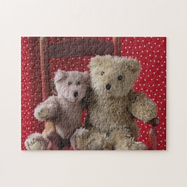 two teddy bears in a red chair puzzle (Horizontal)