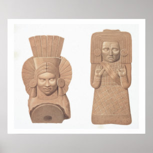 Two terracotta figures of women from Palenque, pla Poster