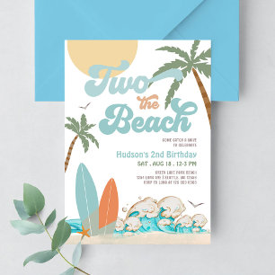 Two The Beach Boy Surf Surfing 2nd Birthday Invitation