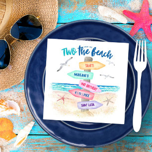 Two The Beach Kids 2nd Birthday Napkin