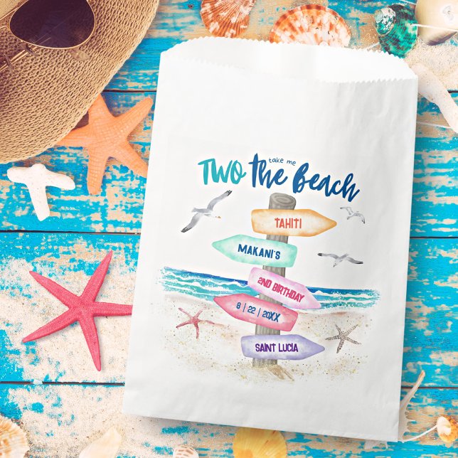 Two The Beach Kids 2nd Birthday Party Favour Bag (Creator Uploaded)