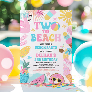 Two The Beach Summer 2nd Birthday Beach Party  Invitation