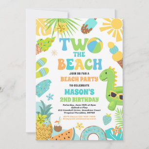 Two The Beach Summer 2nd Birthday Beach Party Invitation