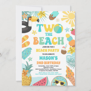 Two The Beach Summer 2nd Birthday Beach Party  Invitation