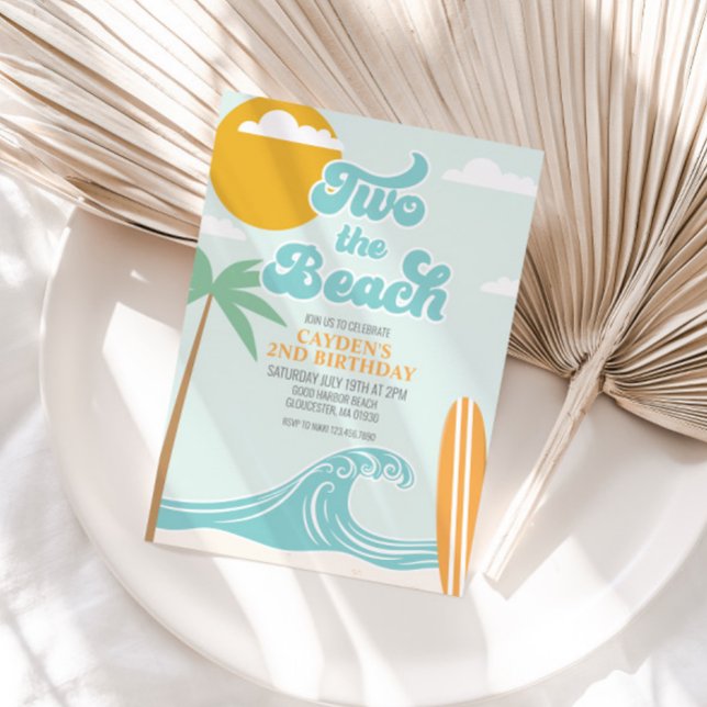 Two the Beach Surf Beach 2nd Birthday Invitation (Creator Uploaded)