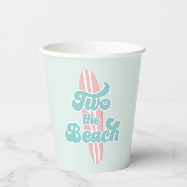 Two the Beach Surf Beach 2nd Birthday Paper Cups (Front)