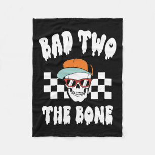 Two The Bone Funny 2nd Birthday Halloween Skeleton Fleece Blanket