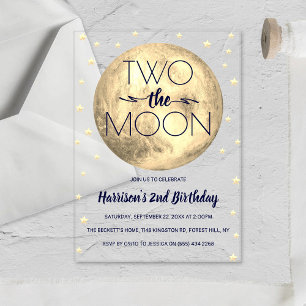 Two The Moon 2nd Birthday Acrylic Invitations