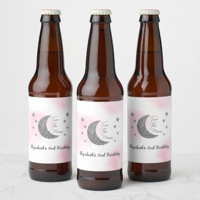 Two The Moon 2nd Birthday Beer Bottle Label (Bottles)