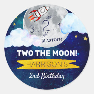Two The Moon 2nd Birthday Classic Round Sticker
