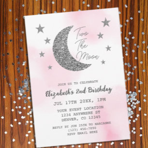 Two The Moon 2nd Birthday Invitation