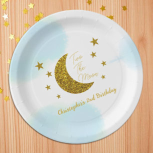 Two The Moon 2nd Birthday Paper Plate