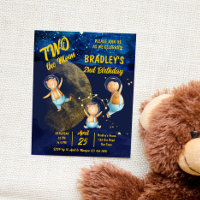 Two the moon 2nd birthday party budget invite