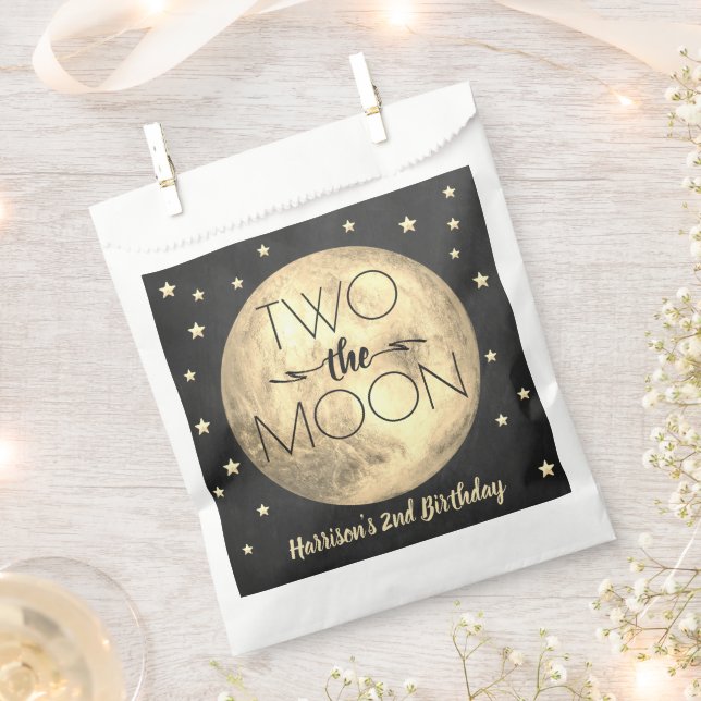 Two The Moon 2nd Birthday Party Favour Bag (Clipped)