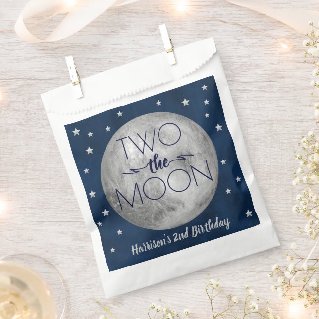 Two The Moon 2nd Birthday Party Favour Bag (Clipped)