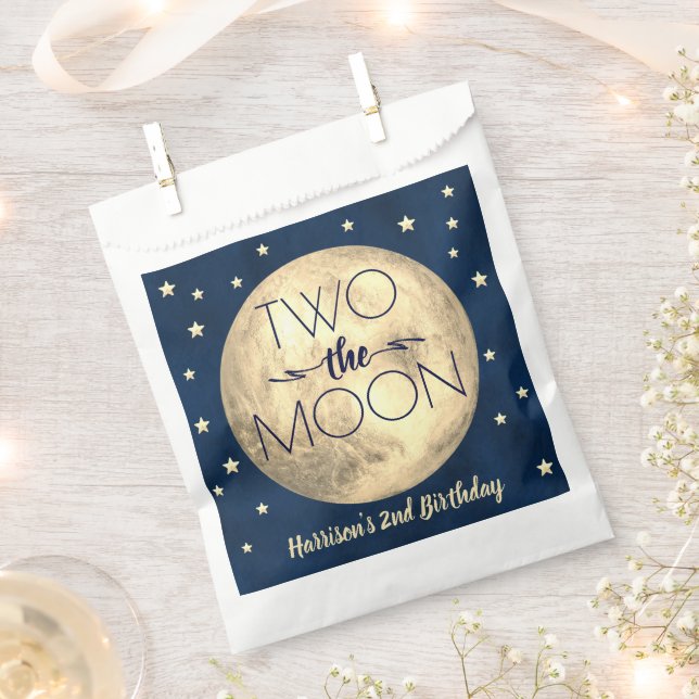 Two The Moon 2nd Birthday Party Favour Bag (Clipped)