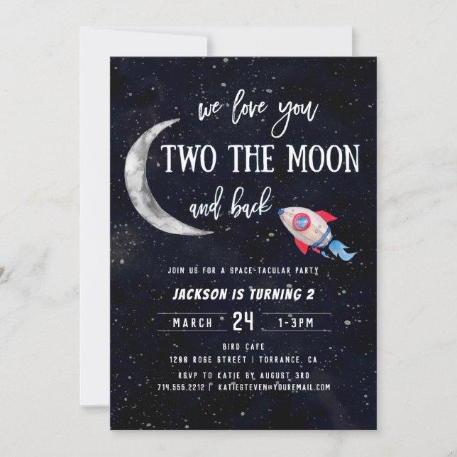Two The Moon 2nd Birthday Party Invitation (Front)