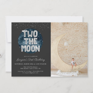 Two the Moon 2nd Birthday Party Invitation