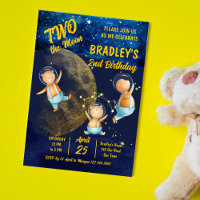 Two the moon 2nd birthday party invite
