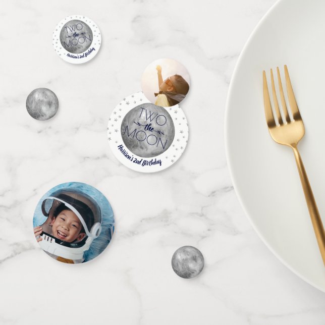 Two The Moon 2nd Birthday Party Photo Confetti (Group)
