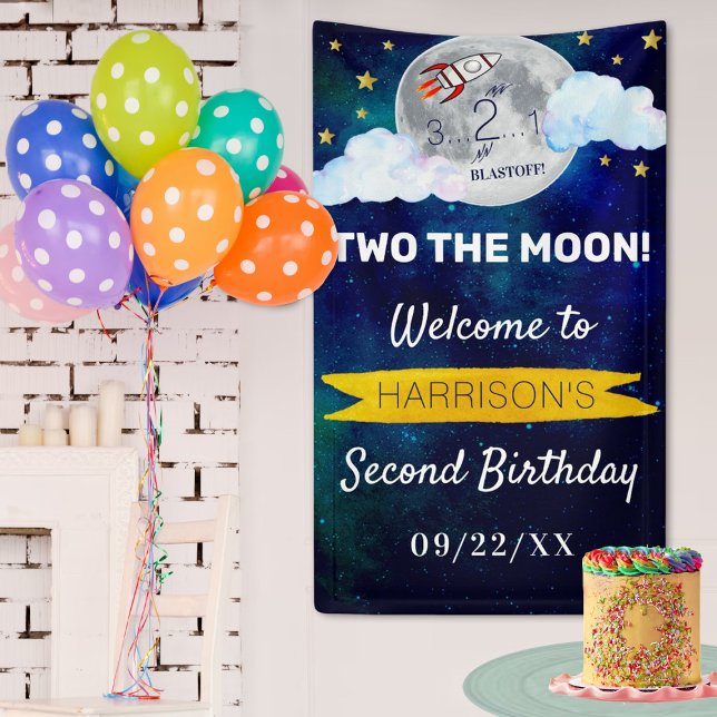 Two the Moon 2nd Birthday Party Welcome Banner (Creator Uploaded)
