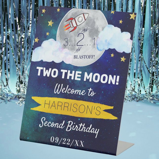 Two The Moon 2nd Birthday Party Welcome Pedestal Sign (Creator Uploaded)
