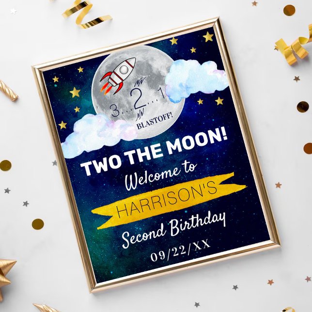 Two The Moon 2nd Birthday Party Welcome Sign (Creator Uploaded)