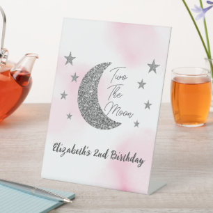 Two The Moon 2nd Birthday Pedestal Sign