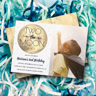 Two The Moon 2nd Birthday Photo Invitation