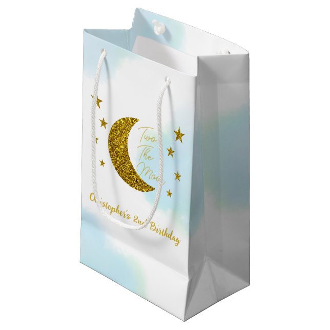 Two The Moon 2nd Birthday Small Gift Bag (Front Angled)