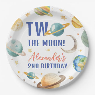 Two The Moon 2nd Birthday Space Galaxy  Paper Plate