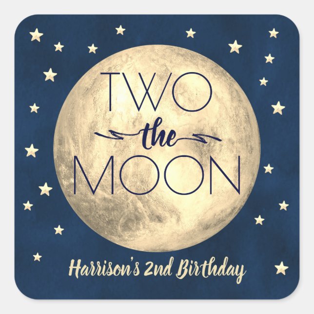 Two The Moon 2nd Birthday Square Sticker (Front)