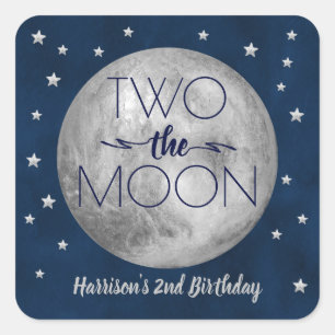 Two The Moon 2nd Birthday Square Sticker