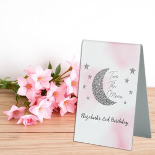Two The Moon 2nd Birthday Table Tent Sign